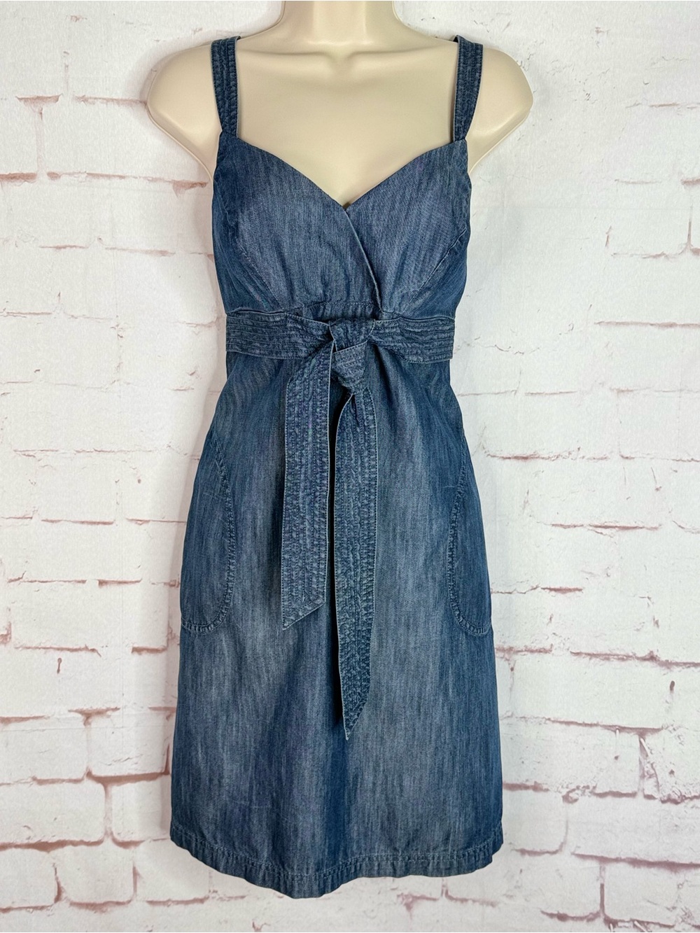 ANTHROPOLOGIE LEVEL 99 Sleeveless Dark Wash Denim Size 12 Dress Sundress